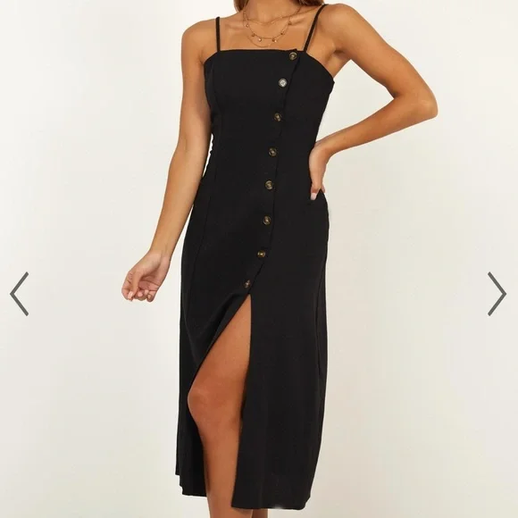asymmetrical button front dress Standards & Practices Black and Leopard Print Asymmetrical Hem Button-Up Wrap Dress main image 0